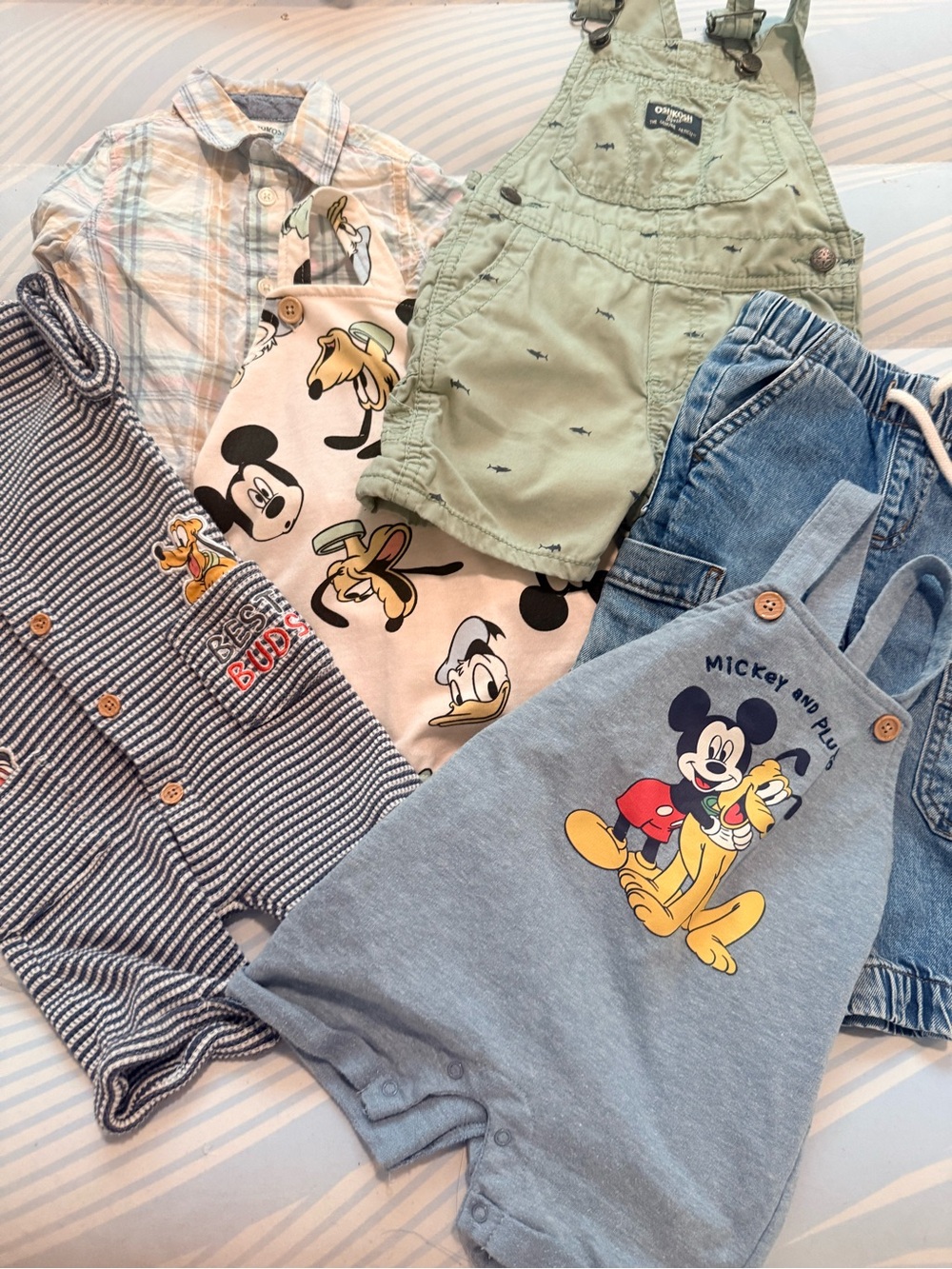 BUNDLE!!!! 🤩Disney Navy & White Striped Baby One-Piece with Mickey & Pluto